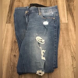 Torrid Distressed Blue Boyfriend skinny jeans.